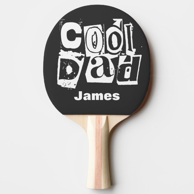 Cool Dad Funny Black and White Typography Ping Pong Paddle (Back)