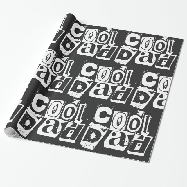 Cool Dad Funny Black and White Typography Wrapping Paper (Unrolled)