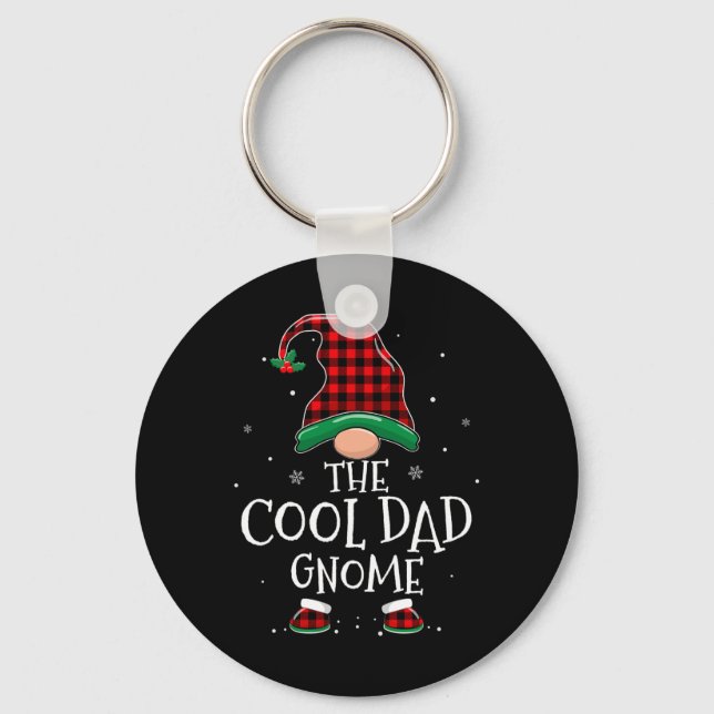 Cool Dad Gnome Xmas Family Matching Plaid Christma Key Ring (Front)