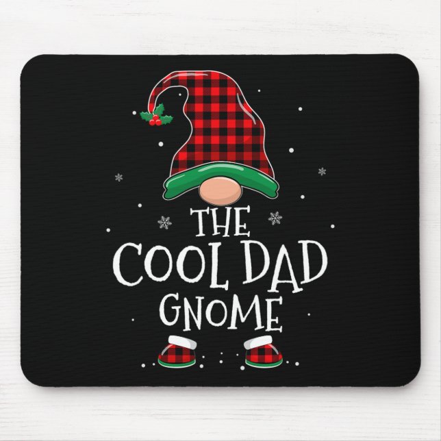 Cool Dad Gnome Xmas Family Matching Plaid Christma Mouse Mat (Front)