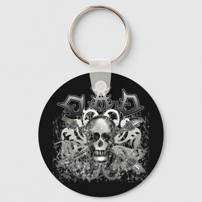 Cool DAD in Heavy Metal Style Tshirts and Gifts Key Ring (Front)