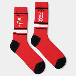 Cool Dad Personalised Red Socks