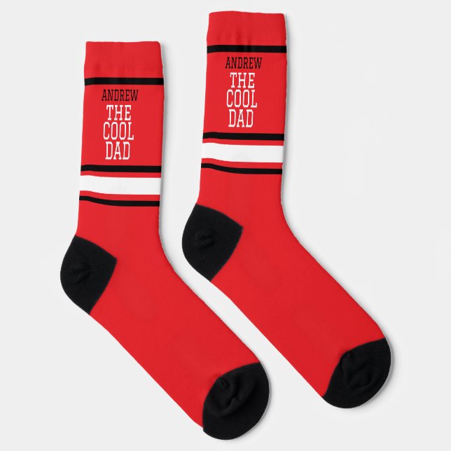 Cool Dad Personalised Red  Socks (Right)