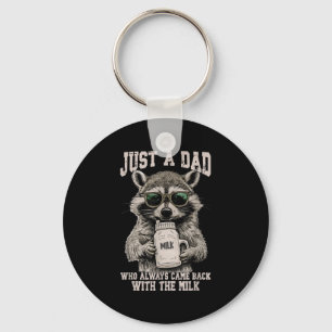 Cool Dad Racoon With Milk Funny Quote Key Ring