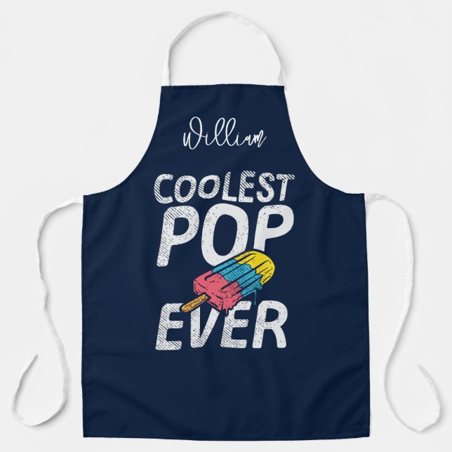 Cool Dad Summer BBQ Grill Pop Personalised Apron (Front)