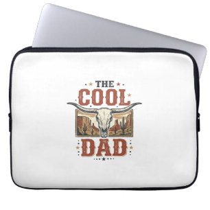 Cool Dad Western Longhorn Skull Vintage Shirt Desi Laptop Sleeve