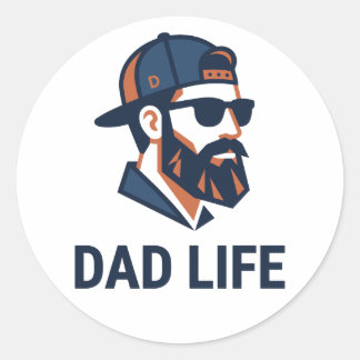 Cool Dad with Cap Sunglasses Classic Round Sticker