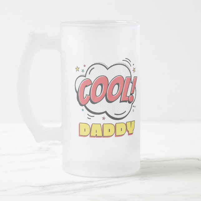 Cool daddy pop art style father's day   frosted glass beer mug (Left)