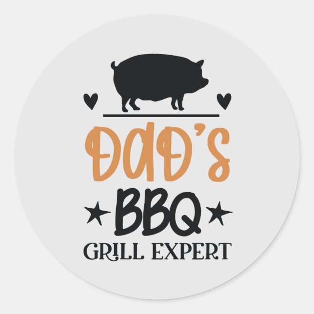 Cool Dad's BBQ grill expert word art  Classic Round Sticker (Front)