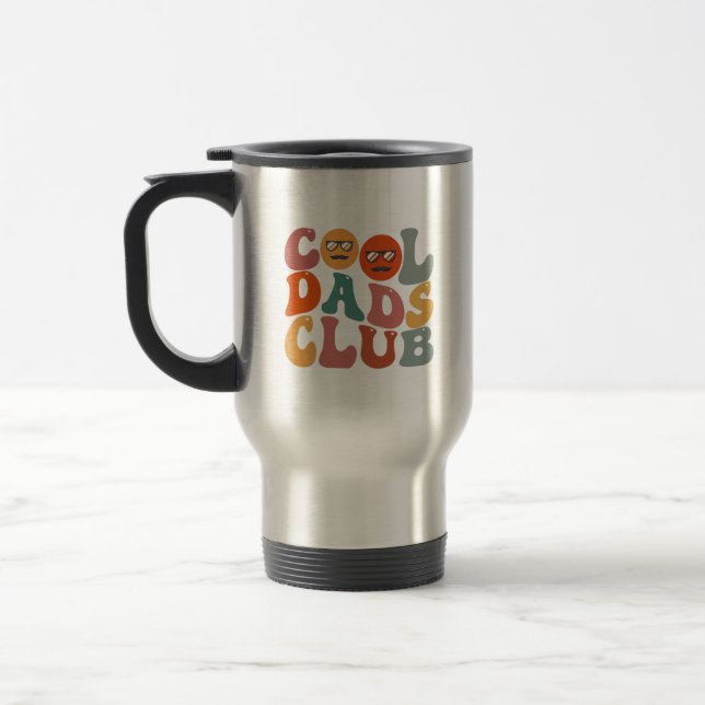 Cool Dads Club Dad Father's Day Retro Groovy Travel Mug (Left)
