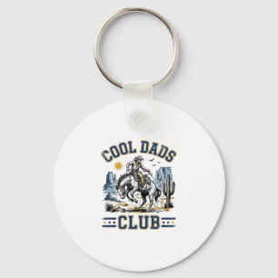 Cool Dads Club Vintage Cowboy Western Shirt Design Key Ring