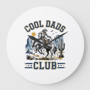 Cool Dads Club Vintage Cowboy Western Shirt Design Large Clock