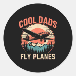 Cool Dads Fly Planes Funny Lot Dad Father's Day Av Classic Round Sticker
