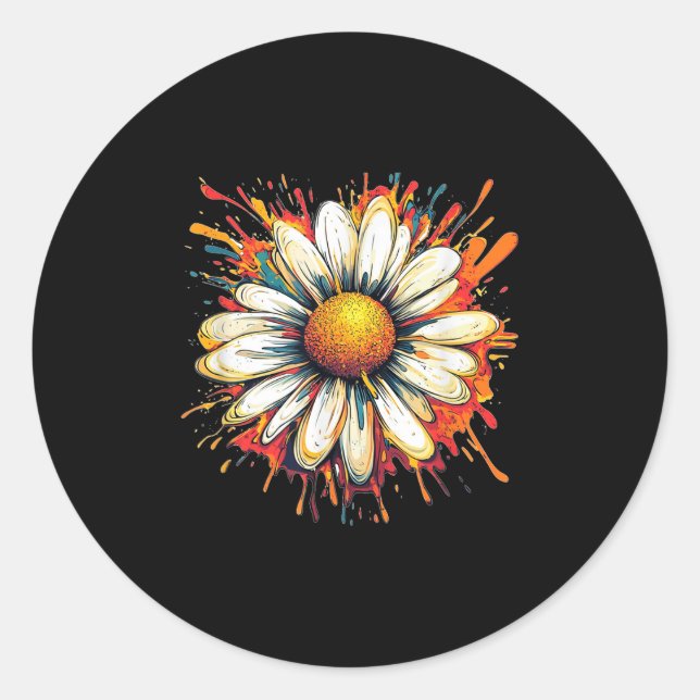 Cool Daisy With Blossoms For A Nice Summer Look  Classic Round Sticker (Front)