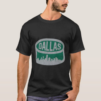 Cool Dallas Hockey Puck City Skyline T-Shirt