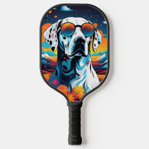 Cool Dalmatian Dog Portrait Pickleball Paddle
