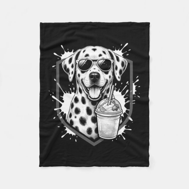 Cool Dalmatian Smoothie Dog Fleece Blanket (Front)