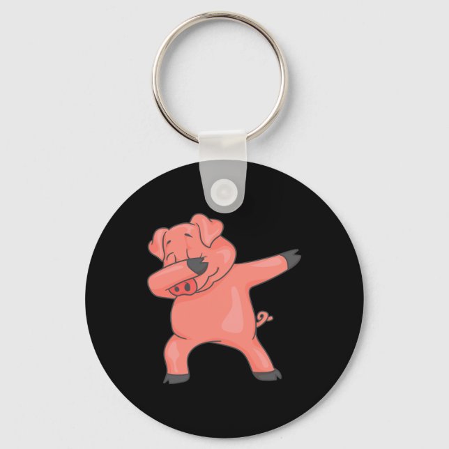 Cool Dancing Farm Animals Fans Holiday Art Dabbing Key Ring (Front)