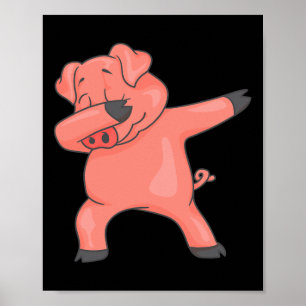 Cool Dancing Farm Animals Fans Holiday Art Dabbing Poster