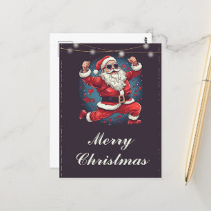 Cool dancing Santa Claus Illustration Postcard