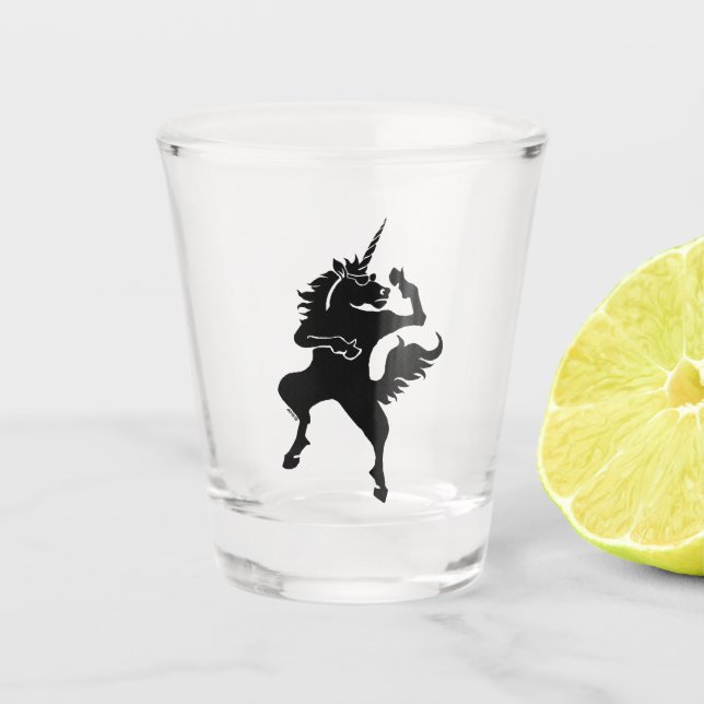 Cool dancing unicorn shot glass (Front)