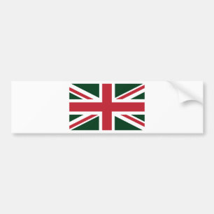 Cool Dark Green Red Union Jack British(UK) Flag Bumper Sticker