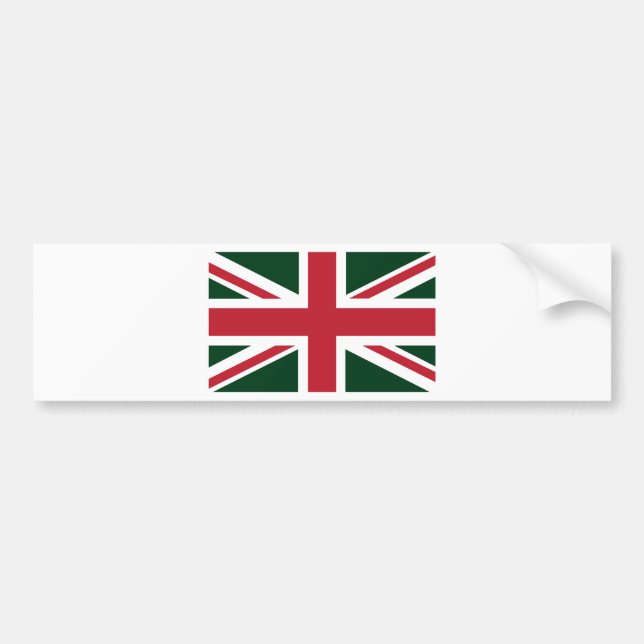 Cool Dark Green Red Union Jack British(UK) Flag Bumper Sticker (Front)