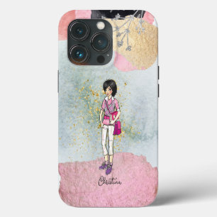 Cool Dark Hair Fashionable Girl Name iPhone 13 Pro Case
