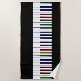 Cool Dark Psychedelic Piano Keys Beach Towel
