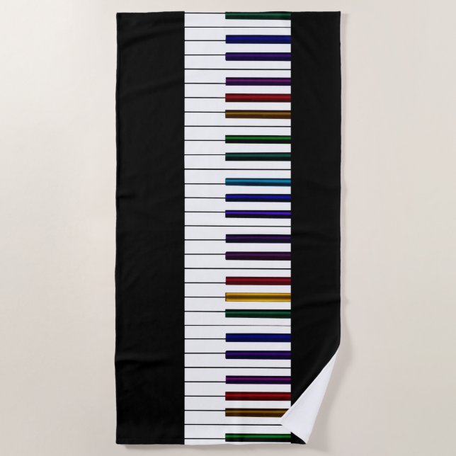 Cool Dark Psychedelic Piano Keys Beach Towel (Front)