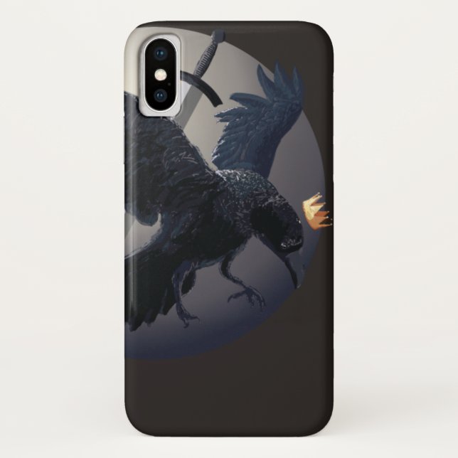 Cool Dark Raven Art iPhone X Case (Back)