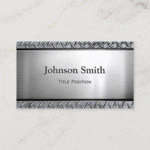 Cool Dark Stainless Steel with Diamond Metal Look Business Card