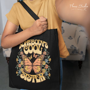Cool Daughter Butterfly Wild Flower Vintage Retro Tote Bag
