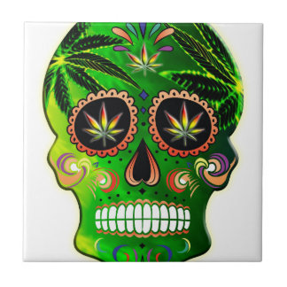 Cool Day of the Dead Sugar Skull Weed Tile