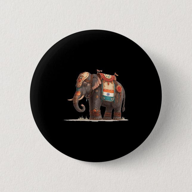 Cool Decorated Elephant Graphic Costume  6 Cm Round Badge (Front)