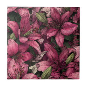 Cool Decorative Lilies Tiles For Kitchen Floor