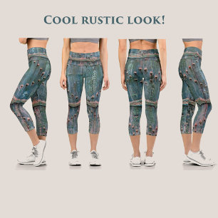Cool decorative wooden gate capri leggings