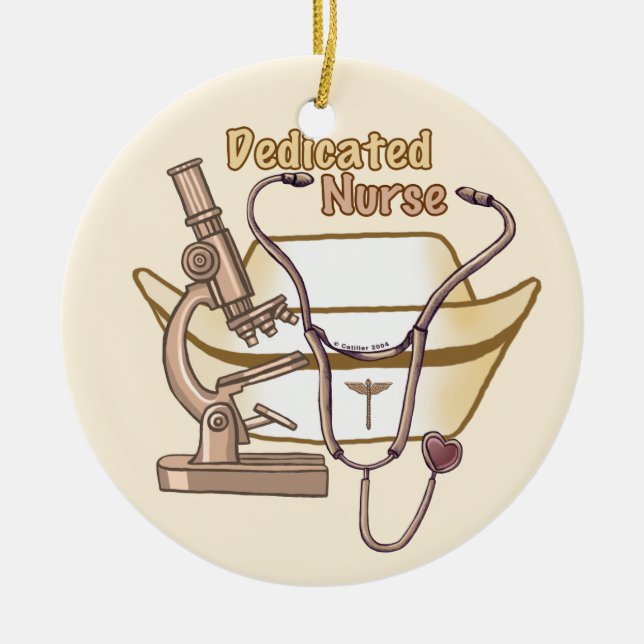 Cool Dedicated Nurse Ceramic Tree Decoration (Front)