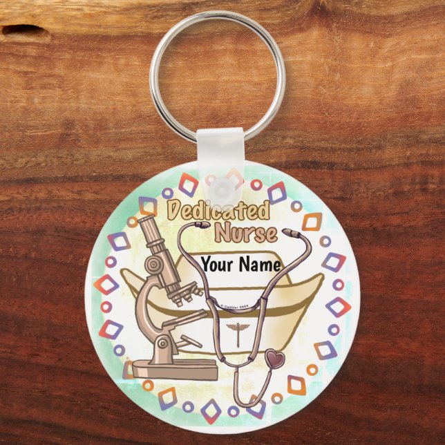 Cool Dedicated Nurse Key Ring (Front)