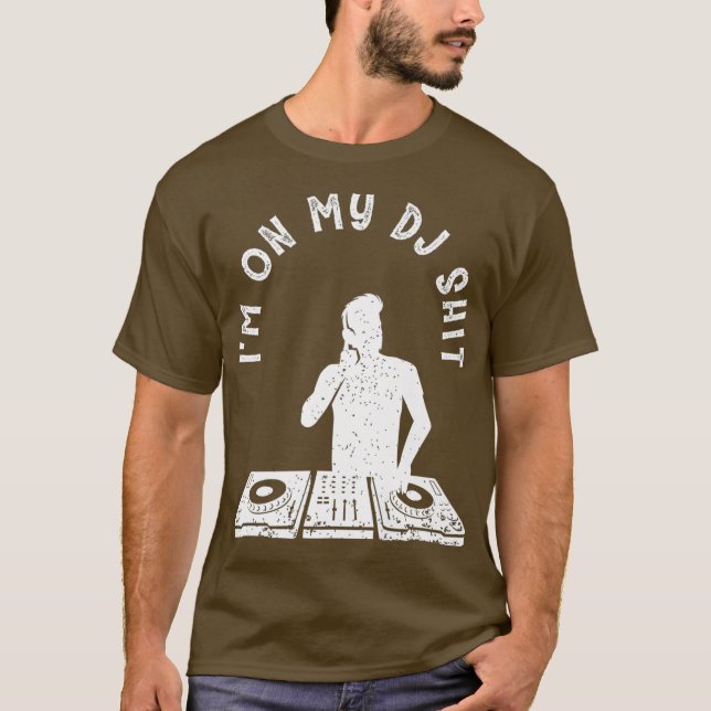 Cool Deejay Image Disc Jockey Meme Mixer Headset T-Shirt (Front)