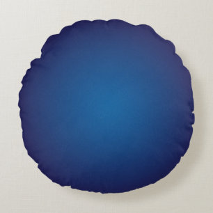 Cool Deep Blue Grainy Vignette Round Cushion