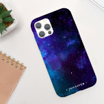 Cool Deep Space Galaxy w/ Name Case-Mate iPhone Case<br><div class="desc">This cool phone case features a watercolor space background with classic customisable text. The colours are dark blue and purple. You can personalise it with your own name or monogram.  This device case makes a wonderful birthday gift for anyone or even a stocking stuffer for the holidays.</div>