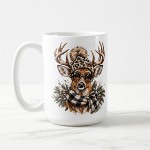 Cool Deer Leopard Hat Christmas Cosy Christmas Coffee Mug