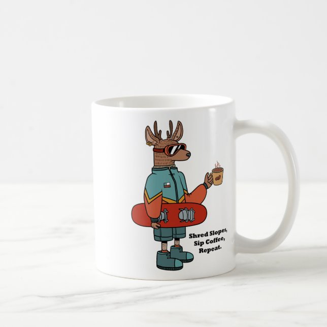 Cool Deer With A Snowboard  Coffee Mug (Right)