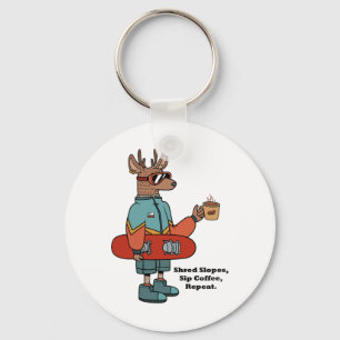 Cool Deer With A Snowboard Key Ring