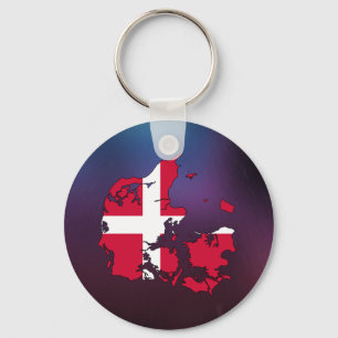 Cool denmark Flag Map Key Ring