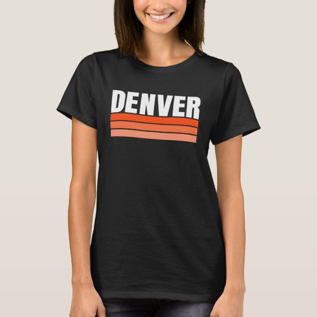 Cool Denver Orange Striped Simple & Basic Minimal  T-Shirt (Front)