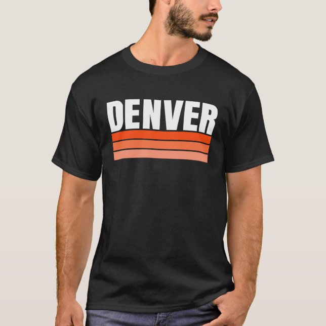 Cool Denver Orange Striped Simple & Basic Minimal  T-Shirt (Front)