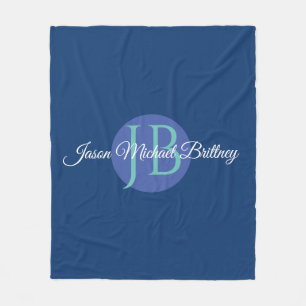 Cool Design Personalise Kid's Name & Monogram Fleece Blanket