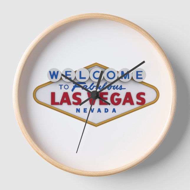 cool designer wall clock welcome to las vegas (Front)